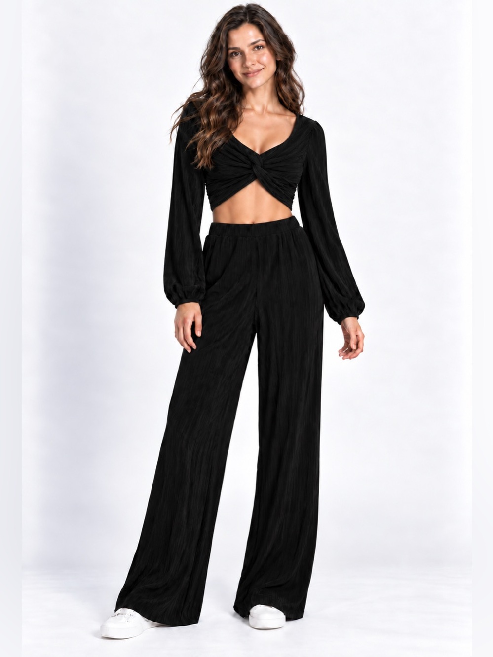 Love J Pants & Crop Top 2 PC Set Small Black